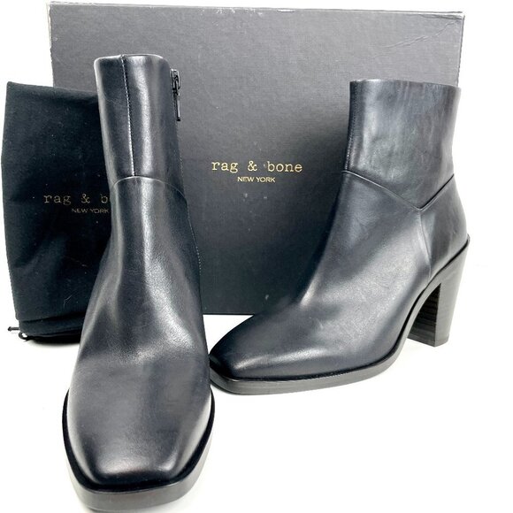 NWOB rag & bone Black Axel Zip-up Leather Ankle Boot - Picture 1 of 13